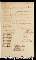 Chamier, Anthony: certificate of election to the Royal Society