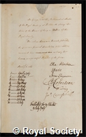 Witchell, George: certificate of election to the Royal Society