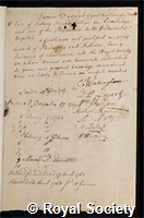 Dargent, James: certificate of election to the Royal Society