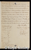 Cowley, John Lodge: certificate of election to the Royal Society