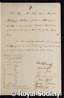 Majendie, John James: certificate of election to the Royal Society