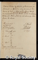 Dundas, Sir Thomas: certificate of election to the Royal Society