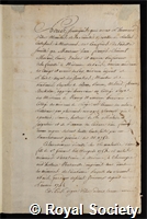 Morand, Jean Francois Clement: certificate of election to the Royal Society