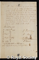 Caverhill, John: certificate of election to the Royal Society