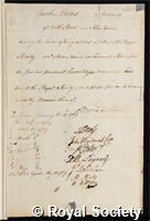 Leroux, Jacob: certificate of election to the Royal Society