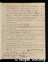 Roy, Charles Le: certificate of election to the Royal Society