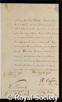 Jouin, Jean-Nicolas: certificate of election to the Royal Society