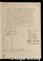 Douglas, Sir Charles: certificate of election to the Royal Society
