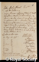 Arbuthnot, John: certificate of election to the Royal Society