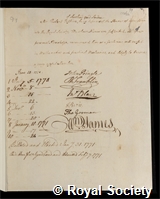 Erskine, Robert: certificate of election to the Royal Society