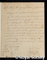 Walker, George: certificate of election to the Royal Society