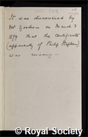 Stephens, Sir Philip: certificate of election to the Royal Society