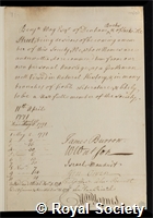 Way, Benjamin: certificate of election to the Royal Society