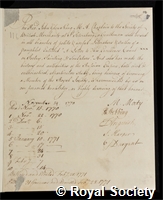 King, John Glen: certificate of election to the Royal Society
