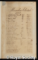 Members elected 1772: certificate of election to the Royal Society