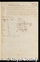 Hawes, William: certificate of election to the Royal Society