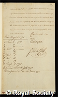 Pigott, Nathaniel: certificate of election to the Royal Society