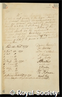 Forster, Johann Reinhold: certificate of election to the Royal Society