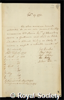 Perrin, William Philp: certificate of election to the Royal Society