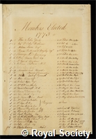 Members elected 1773: certificate of election to the Royal Society