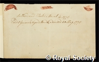 Earle, William Benson: certificate of election to the Royal Society