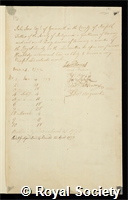Ives, John: certificate of election to the Royal Society