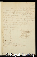 Livius, Peter: certificate of election to the Royal Society