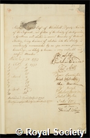 Blyke, Richard: certificate of election to the Royal Society