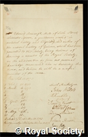 Bancroft, Edward: certificate of election to the Royal Society