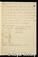 Turner, Sir Gregory: certificate of election to the Royal Society