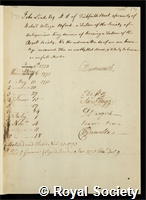 Lind, John: certificate of election to the Royal Society