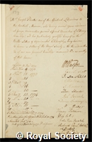 Planta, Joseph: certificate of election to the Royal Society