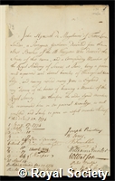 Magalhaens, John Hyacinth de: certificate of election to the Royal Society
