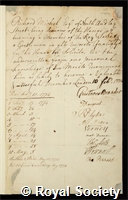 Michell, Richard: certificate of election to the Royal Society