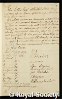 Ellis; John: certificate of election to the Royal Society