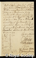 Cotton, Robert Salusbury: certificate of election to the Royal Society