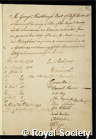 Shuckburgh, Sir George Augustus William: certificate of election to the Royal Society