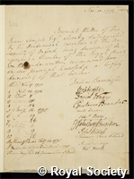 Milles, Jeremiah: certificate of election to the Royal Society