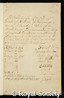 Gough, Richard: certificate of election to the Royal Society