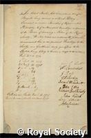 Barker, Sir Robert: certificate of election to the Royal Society