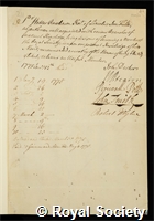 Rawlinson, Sir Walter: certificate of election to the Royal Society
