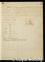 Sterling, Robert : certificate of election to the Royal Society