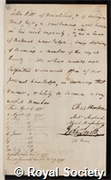 Pitt, John: certificate of election to the Royal Society