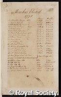 Members elected 1775: certificate of election to the Royal Society