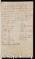 Harwood, Edward: certificate of election to the Royal Society