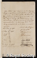 Elliot, John: certificate of election to the Royal Society