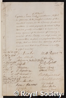 Cook, James: certificate of election to the Royal Society