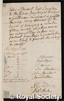 Stewart, John: certificate of election to the Royal Society