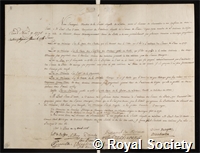 D'Antie, Paul Bose: certificate of election to the Royal Society