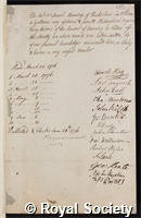 Hemming, Samuel: certificate of election to the Royal Society